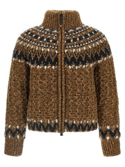 Moncler Grenoble Brown Wool Full-Length Jacket - M