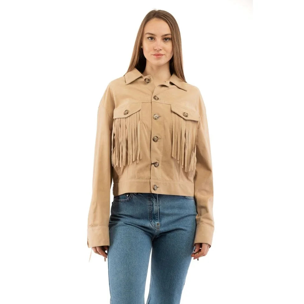Moschino Beige Leather Jacket - IT40