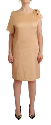Moschino Beige One Sleeve Knee Length Shift Dress - IT44|L - Dresses