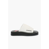 Moschino Black And White Leather Slides - EU39/US9