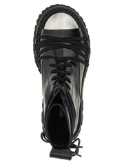 Moschino Black Calfskin Lace-Up Boots - EU36/US6