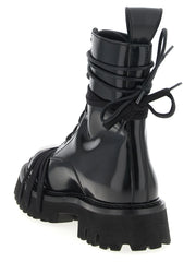 Moschino Black Calfskin Lace-Up Boots - EU36/US6