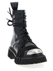 Moschino Black Calfskin Lace-Up Boots - EU36/US6