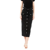 Moschino Black Cotton Midi Skirt - IT40
