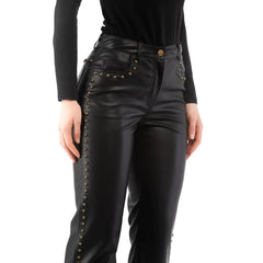 Moschino Black Leather Pants - IT40