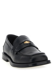 Moschino Black Velvet Leather Slip-On Loafers