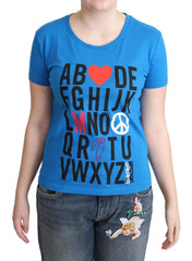 Moschino Blue Cotton Alphabet Letter Print Tops - T-Shirts