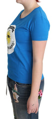 Moschino Blue Cotton Sunny Milano Print Tops T-shirt - T-Shirts