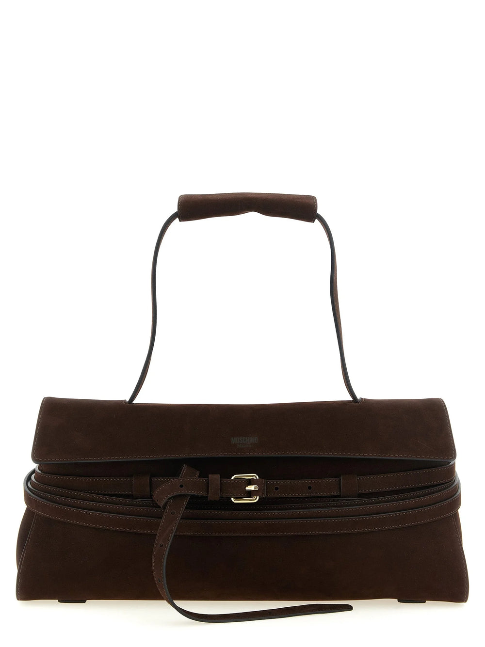 Moschino Brown Calfskin Shoulder Bag