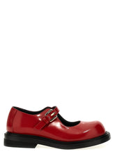 Moschino multicolor calfskin leather flats featuring a vibrant geometric pattern and pointed toe silhouette.