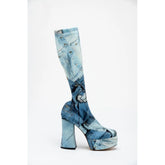 Moschino Multifargede Høye hælstøvletter i polyester – EU 40 | US 7