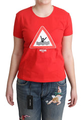 Moschino Red Cotton Swim Graphic Triangle Print T-shirt - IT42 | L - T-Shirts