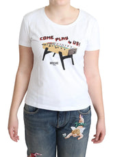 Moschino White Cotton Come Play 4 Us Print Tops T-shirt - T-Shirts