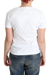 Moschino White Cotton Come Play 4 Us Print Tops T-shirt - T-Shirts