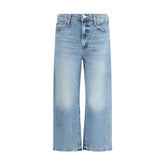 Mother Denim Blue Cotton Cropped Jeans