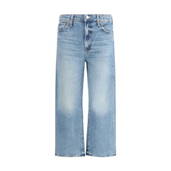 Mother Denim Blue Cotton Cropped Jeans