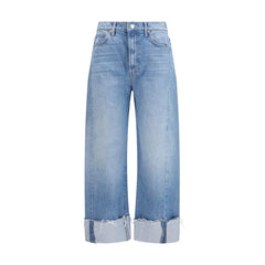 Mother Denim Blå Bomulls Crop Jeans