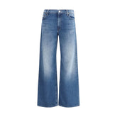 Mother Denim Blue Cotton Flared Jeans