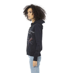 Mr&Mrs Italy Blue Cotton Women Sweatshirt Top - Hoodies