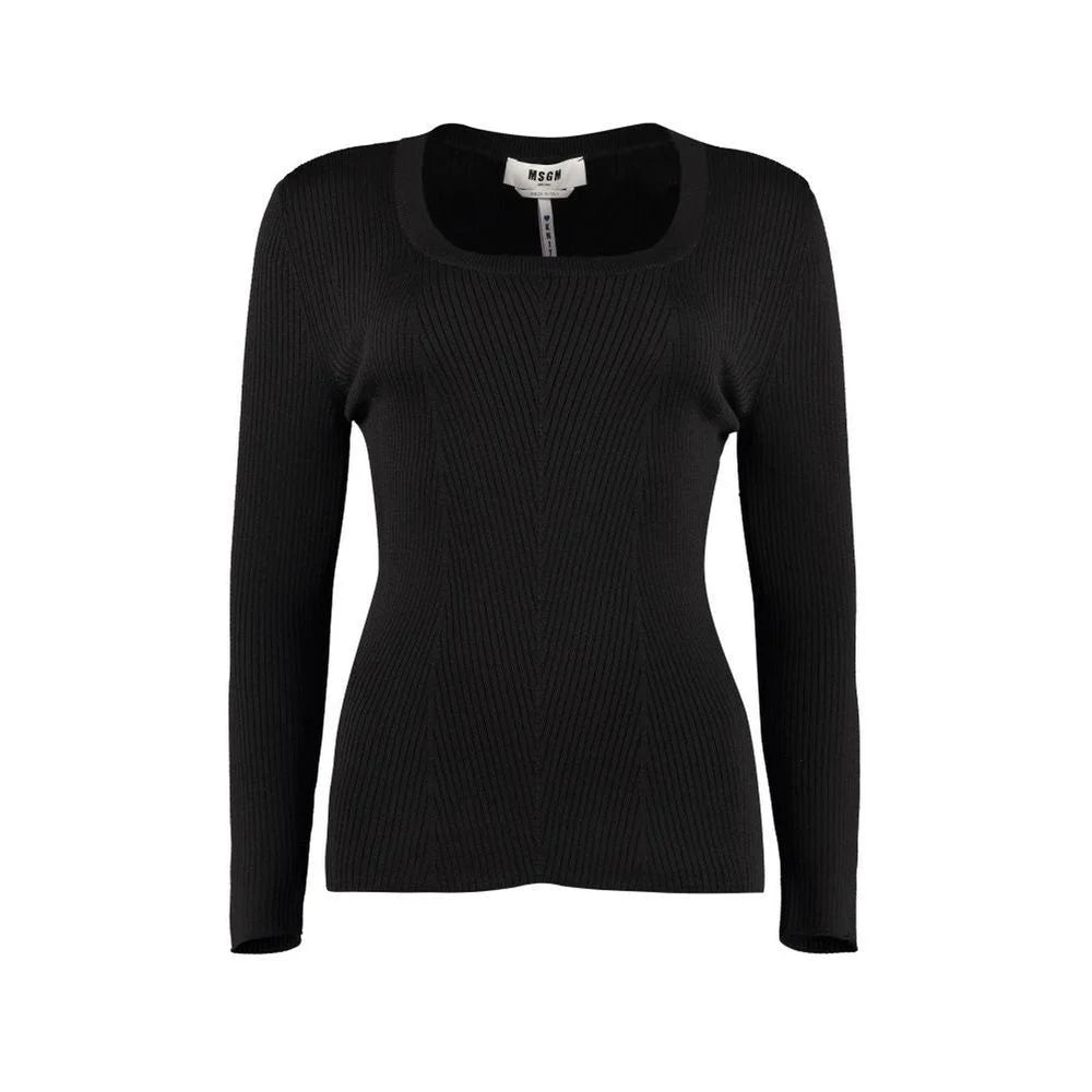 MSGM Black Cotton Wool Polyamide Sweatshirt - M