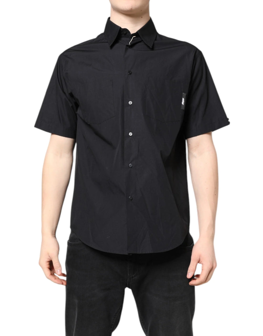 MSGM Black Printed Short Sleeves Collared Men Casual Shirt - IT39 | S - Shirts