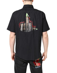 MSGM Black Printed Short Sleeves Collared Men Casual Shirt - IT39 | S - Shirts