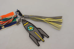 MSGM Multicolor Rocket Ship Silver Tone Metal Keychain - Keychains