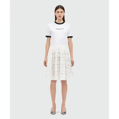 MSGM White Cotton Midi Skirt