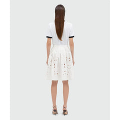 MSGM White Cotton Midi Skirt