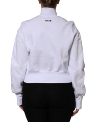 MSGM White Graphic Print Cotton Long Sleeves Full Zip Bomber Jacket - IT40|S - Bomber Jackets