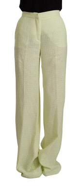 MSGM Yellow Green Cotton High Waist Straight Long Pants - IT42|M - Trousers