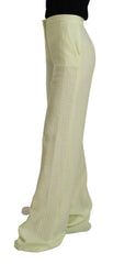 MSGM Yellow Green Cotton High Waist Straight Long Pants - IT42|M - Trousers
