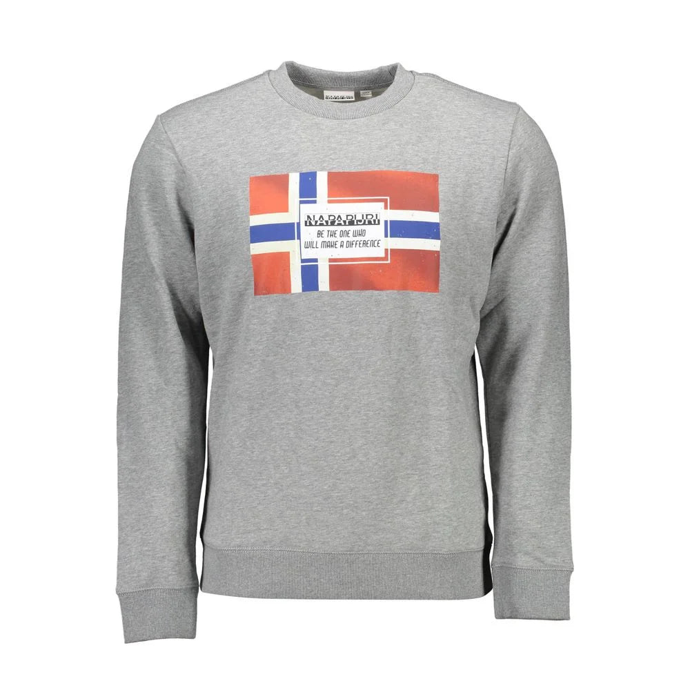 Napapijri Gray Cotton Men Sweater - L - Sweatshirts