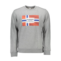 Napapijri Gray Cotton Men Sweater - L - Sweatshirts