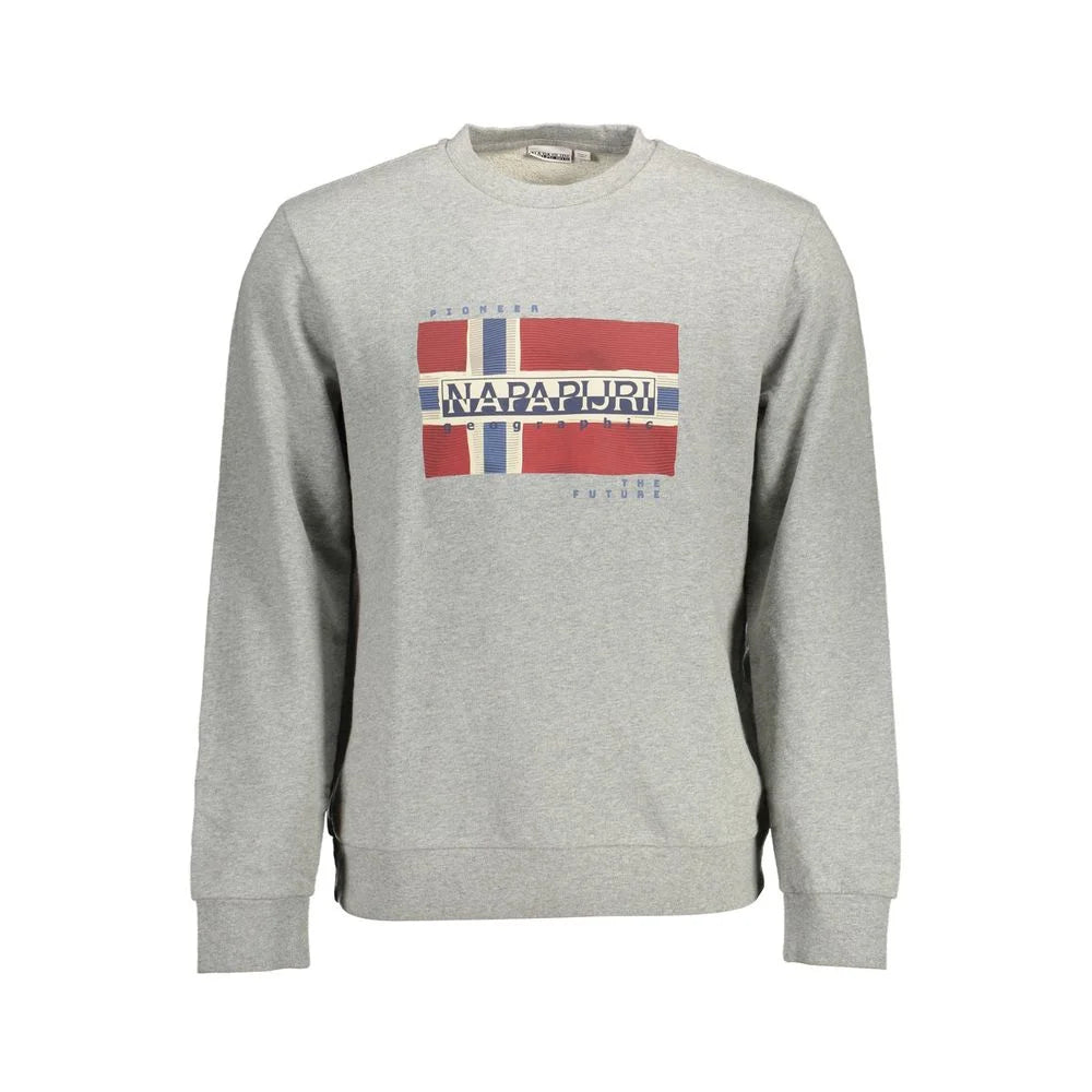 Napapijri Gray Cotton Men Sweater - XXL - Sweatshirts