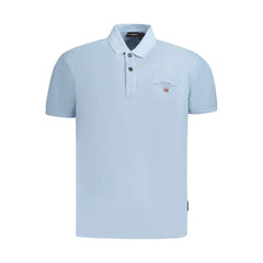 Napapijri Light Blue Cotton Men Polo Shirt - S