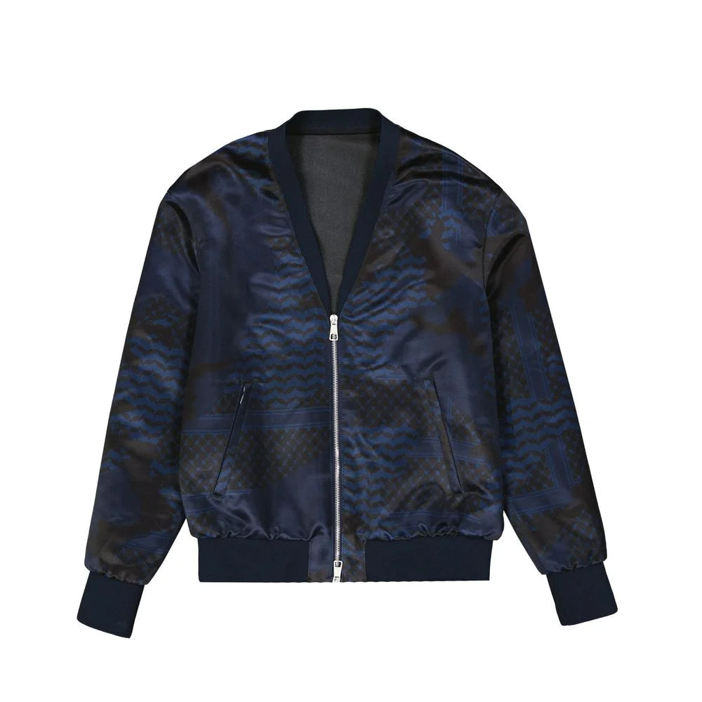 Neil Barrett Blue Polyester Bomber - L