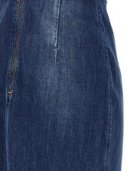 Nensi Dojaka Blue Cotton Midi Dress - IT38