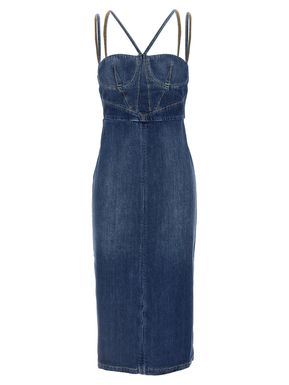 Nensi Dojaka Blue Cotton Midi Dress - IT38