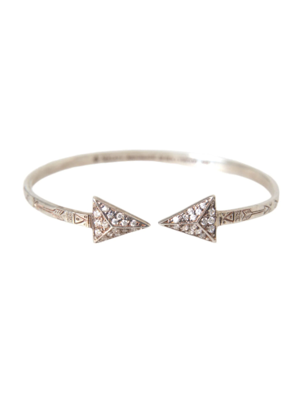 Nialaya Arrow Crystal 925 Silver Bangle Bracelet Women - S - Bracelets