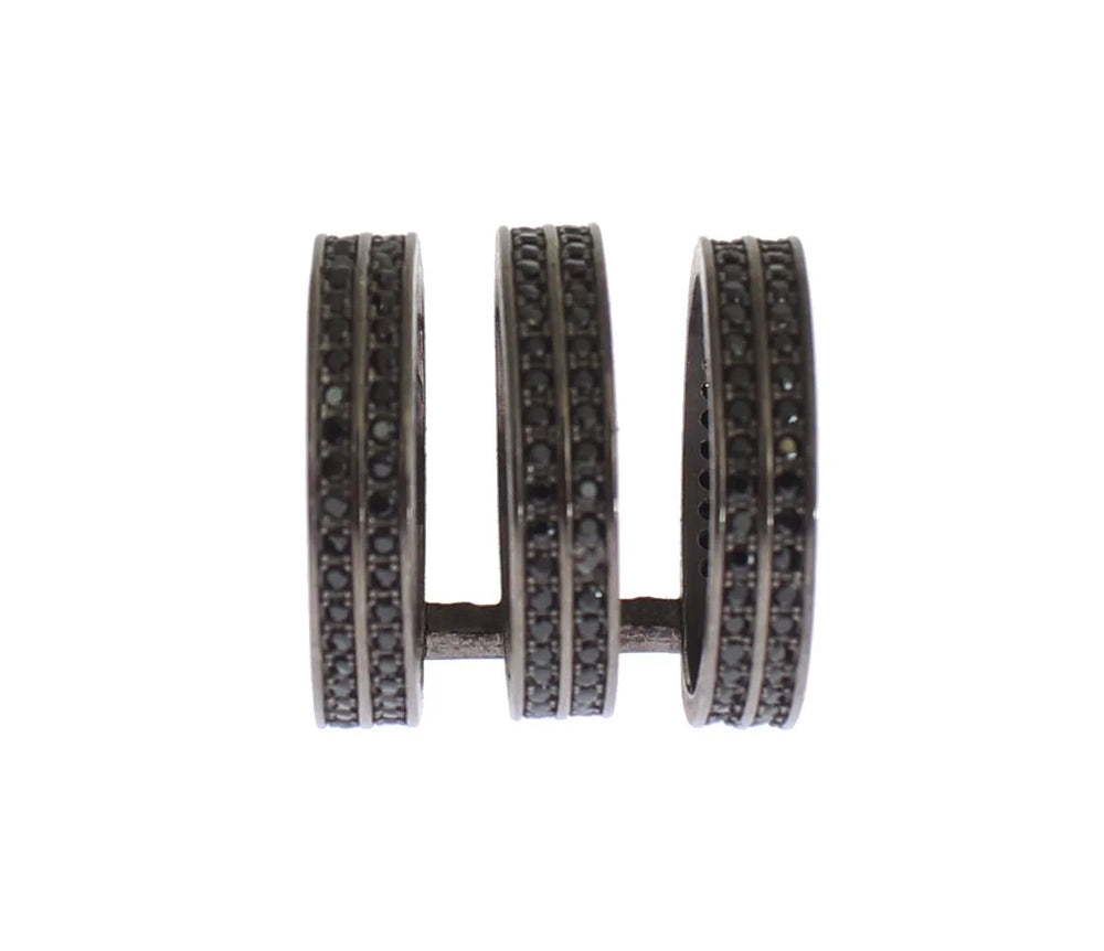 Nialaya Black CZ Rhodium 925 Silver Ring - EU50 | US5 - Rings