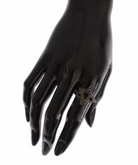 Nialaya Black CZ Rhodium 925 Silver Womens Ring - Rings