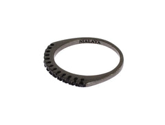Nialaya Black CZ Rhodium 925 Silver Womens Ring - Rings