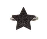 Nialaya Black CZ Star 925 Silver Womens Ring - EU50 | US5 - Rings