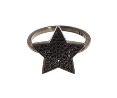 Nialaya Black CZ Star 925 Silver Womens Ring - EU50 | US5 - Rings