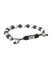 Nialaya CZ Crystal Ball Black White Beaded Bracelet - M - Bracelets