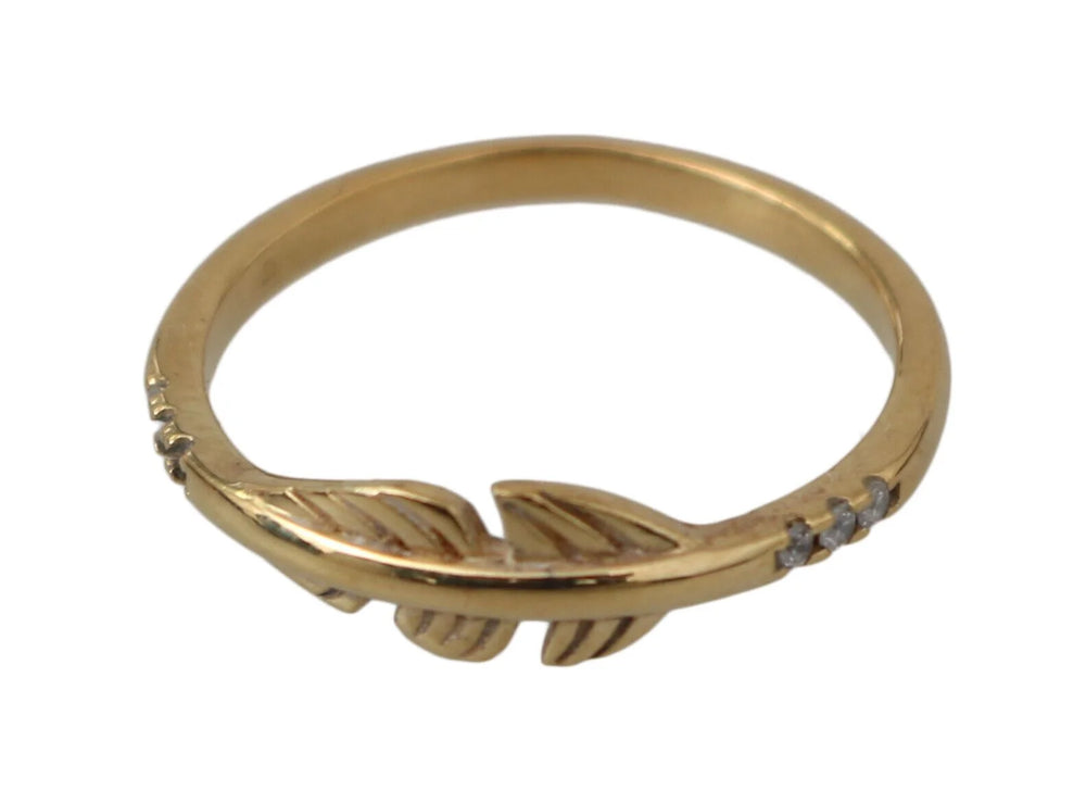 Nialaya Gold Feather Clear CZ 925 Silver Women - EU55 | US7,5 - Rings