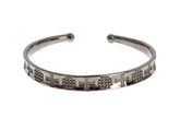 Nialaya Gray Rhodium 925 Silver Bangle Bracelet - S