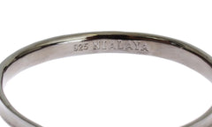 Nialaya Gray Rhodium 925 Silver Bangle Bracelet - S - Bracelets