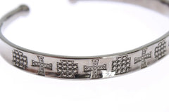 Nialaya Gray Rhodium 925 Silver Bangle Bracelet - S - Bracelets